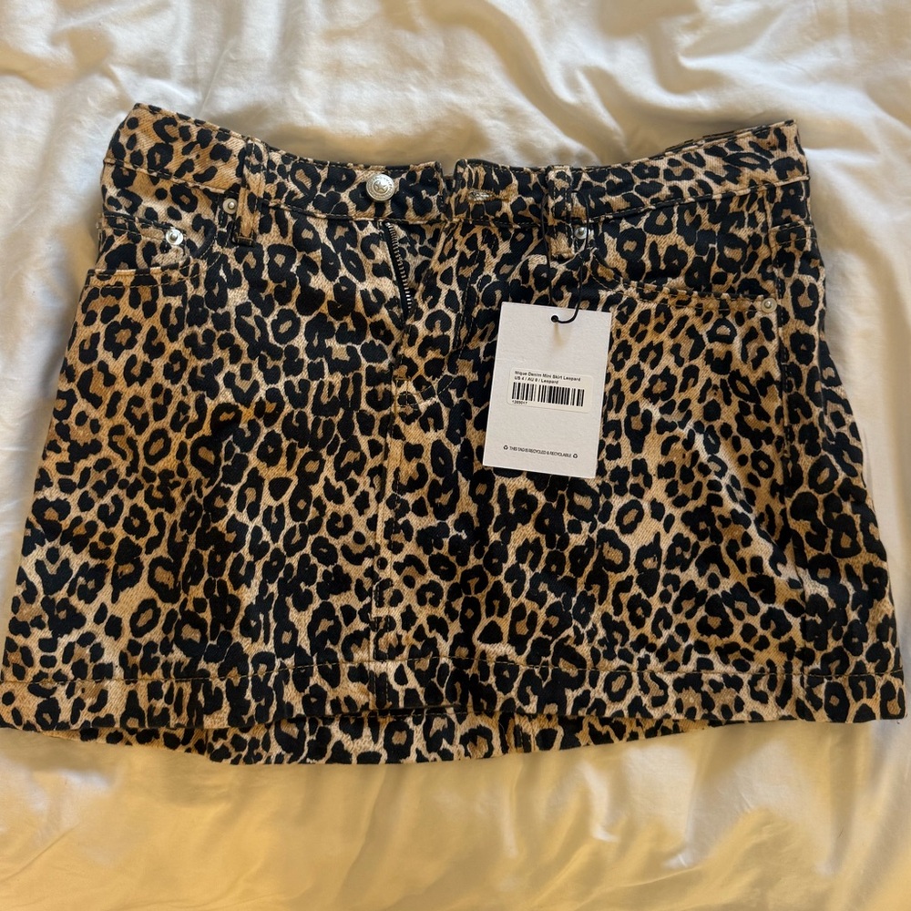 Princess Polly Nickei Denim Mini Skirt Leopard
